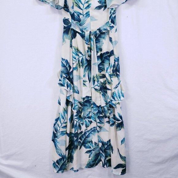 Maggy London Multicolor Hawaiian Tropical V Neck Ruffled Accents Maxi Dress 8 - Picture 13 of 16